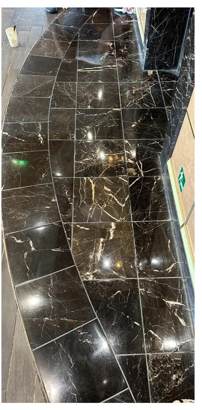 Marble lobby floor restoration — after