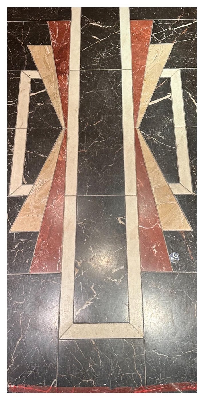 Marble medallion floor restoration — before