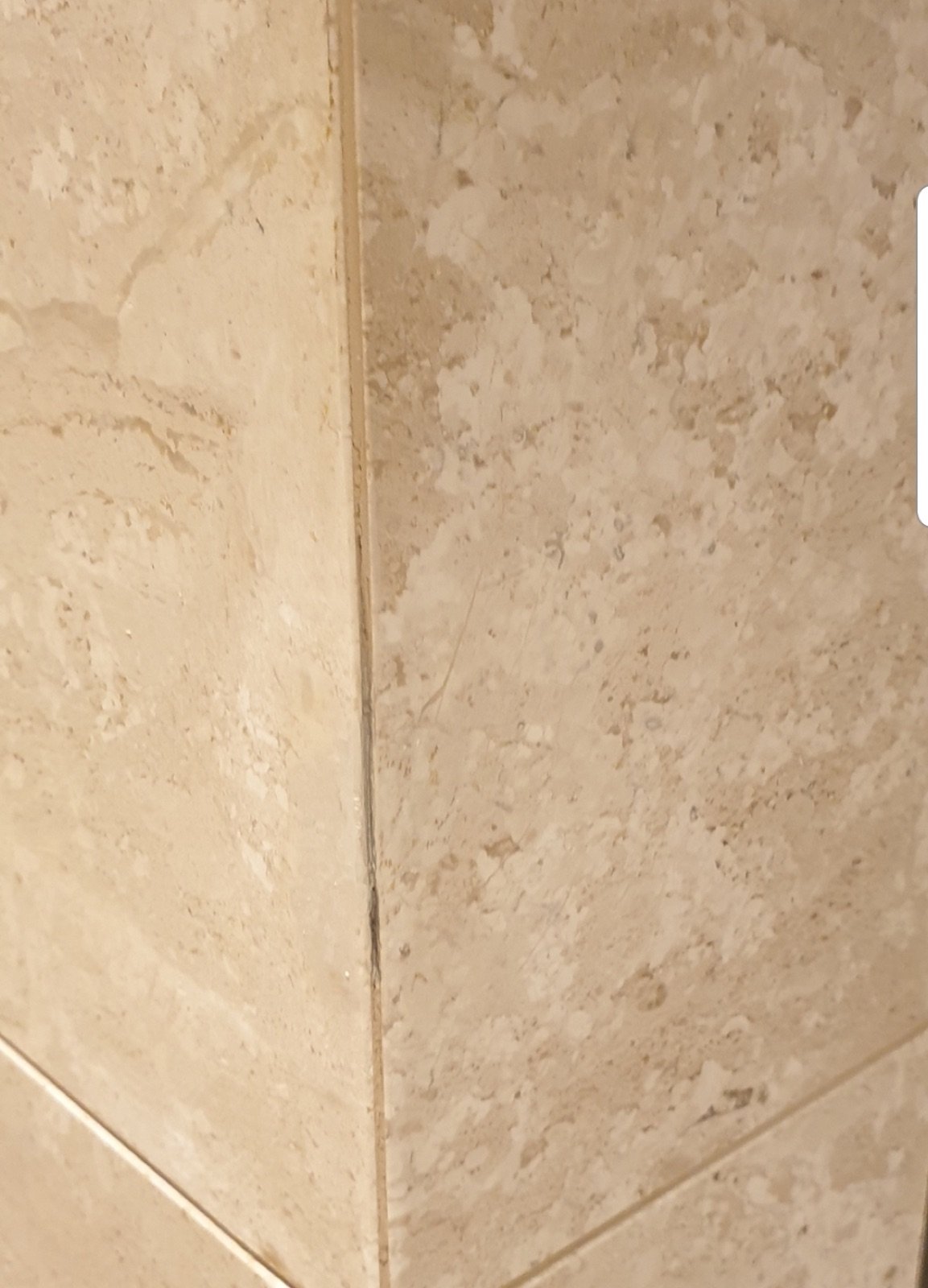 Marble corner crack repair — after